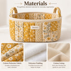 Denvras™ Golden Meadow Patchwork Oval Storage Basket — materials detail