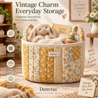 Denvras™ Golden Meadow Patchwork Oval Storage Basket — home lifestyle styling