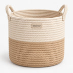 Denvras™ Natural Two-Tone Braided Rope Storage Basket — front view