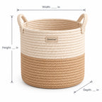 Denvras™ Natural Two-Tone Braided Rope Storage Basket — size diagram