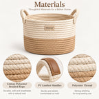 Denvras™ Natural Two-Tone Braided Rope Storage Basket — material details