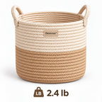 Denvras™ Natural Two-Tone Braided Rope Storage Basket — weight and product view