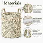 Denvras™ Sage Botanical Tassel Round Storage Basket — material details