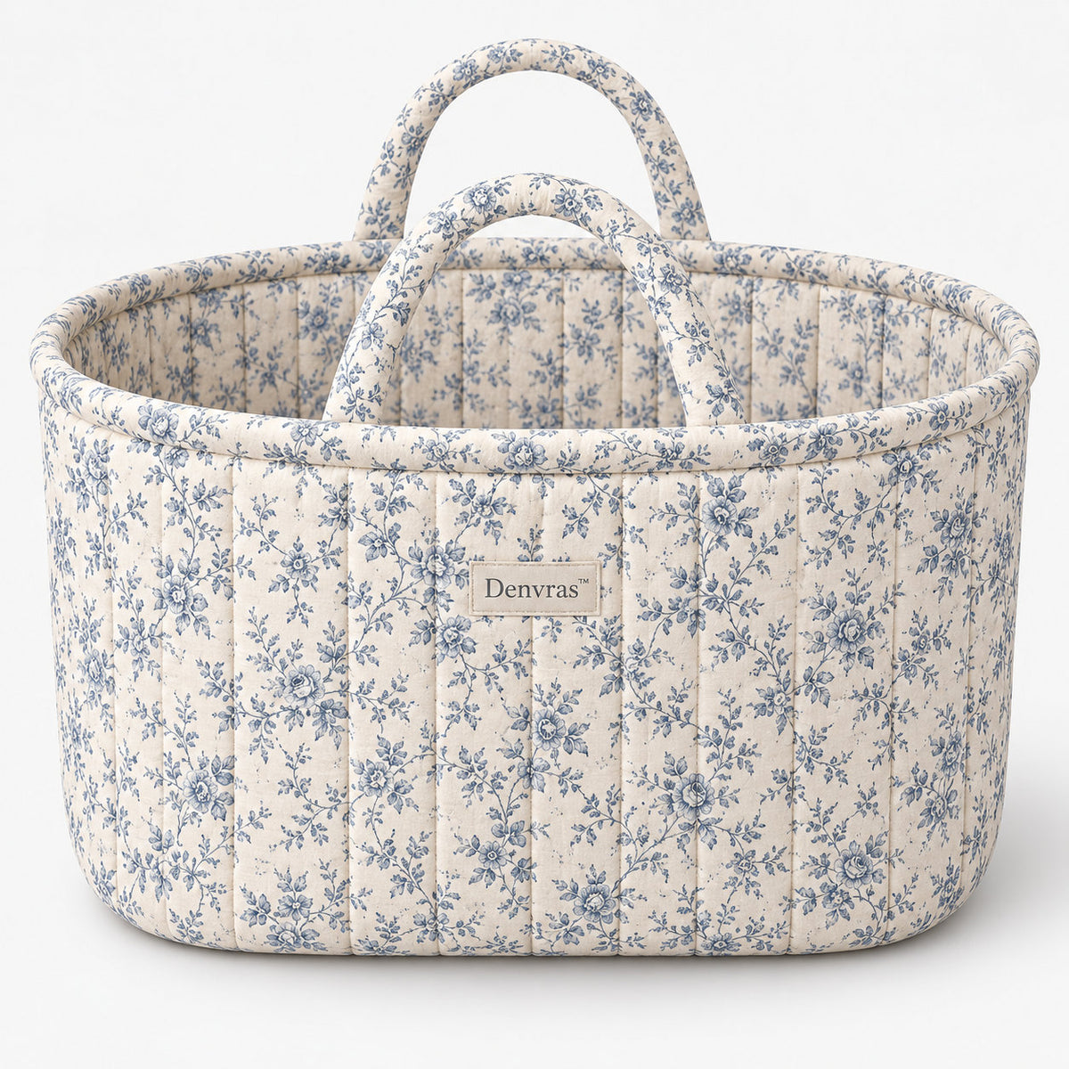 Denvras™ Blue Meadow Floral Oval Storage Basket — front view