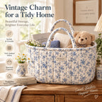 Denvras™ Blue Meadow Floral Oval Storage Basket — lifestyle scene