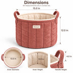 Denvras™ Terracotta Corduroy Round Storage Basket — dimensions