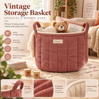 Denvras™ Terracotta Corduroy Round Storage Basket — styled home