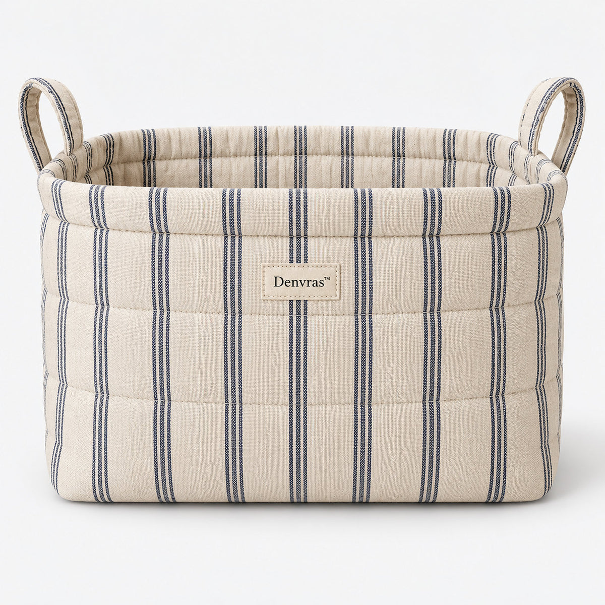 Denvras™ Classic Blue Stripe Rectangular Storage Basket — product view