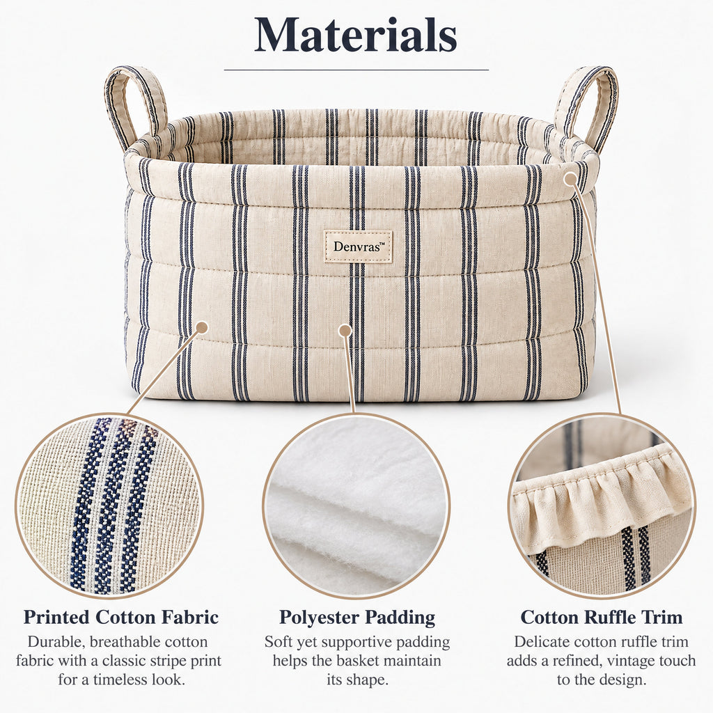 Denvras™ Classic Blue Stripe Rectangular Storage Basket — materials