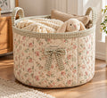 Denvras™ Rose Garden Floral Gingham Bow Storage Basket — product view
