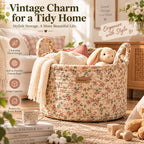 Denvras™ Blush Wildflower Braided Round Storage Basket — styled home