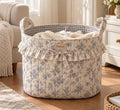 Denvras™ Blue Floral Ruffle Round Storage Basket — product view