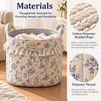 Denvras™ Blue Floral Ruffle Round Storage Basket — materials
