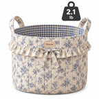 Denvras™ Blue Floral Ruffle Round Storage Basket — weight and detail