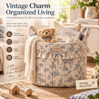Denvras™ Blue Floral Ruffle Round Storage Basket — styled home