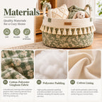 Denvras™ Olive Botanical Tassel Round Storage Basket — materials