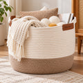Denvras™ Natural Ivory & Sand Rope Storage Basket — product view