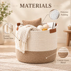 Denvras™ Natural Ivory & Sand Rope Storage Basket — materials