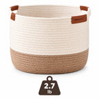 Denvras™ Natural Ivory & Sand Rope Storage Basket — weight and detail