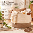 Denvras™ Natural Ivory & Sand Rope Storage Basket — styled home