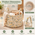 Denvras™ Golden Wildflower Round Storage Basket — dimensions