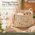 Denvras™ Golden Wildflower Round Storage Basket — styled home