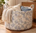 Denvras™ Blue Cottage Floral Large Round Storage Basket — product view