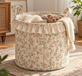 Denvras™ Rosebud Floral Ruffle Round Storage Basket — product view