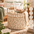 Denvras™ Rosebud Floral Ruffle Round Storage Basket — styled home